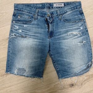 AG Adriano Goldschmied Women's Distressed Blue Jean Shorts